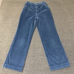 VTG L.L.Bean Corduroy Pants Women 24 Blue Pockets High Rise Classic Straight Leg